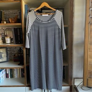 Sonnet James Stripped Navy and White Midi Play Dress